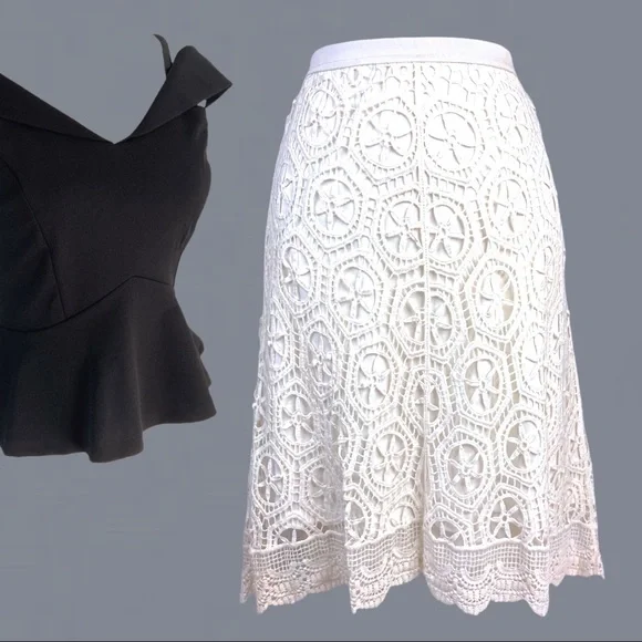 White Lace A-line Skirt - Picture 5 of 6